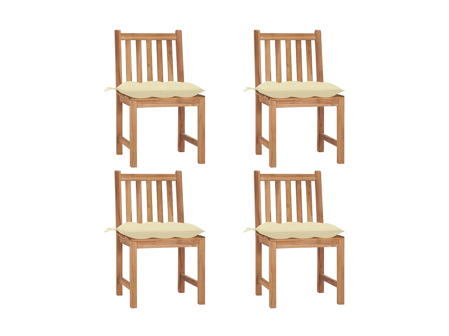 Chaises de jardin 4 pcs avec coussins Bois de teck massif 9