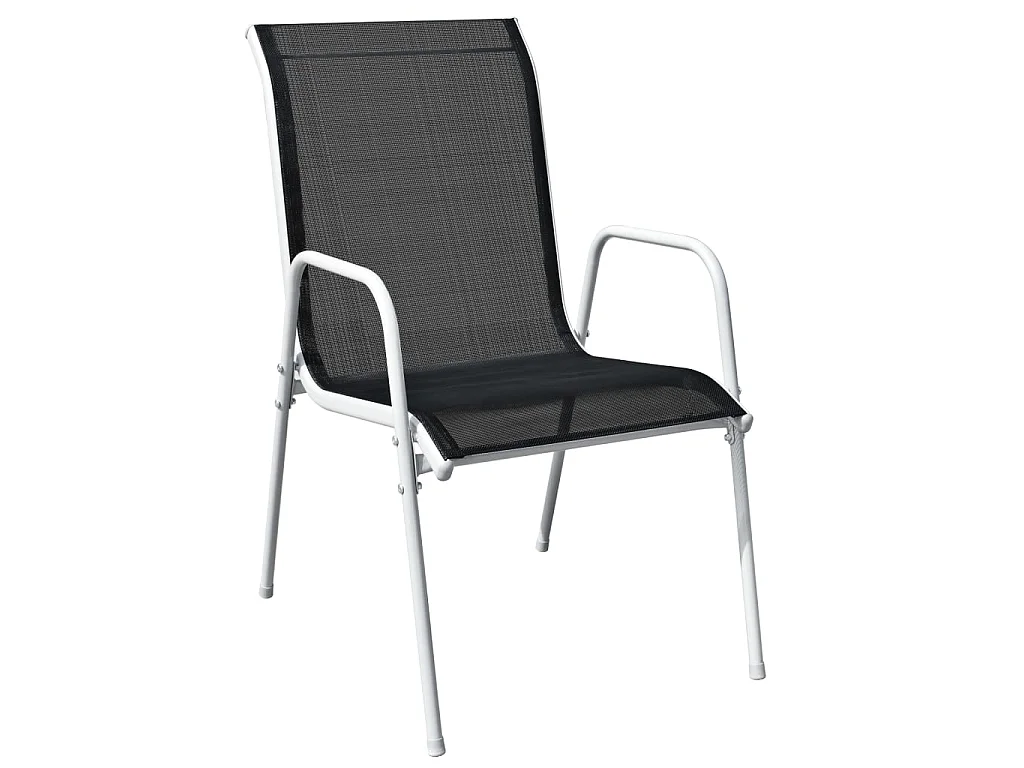 Chaises empilables de jardin 2 pcs Acier et textilène Noir