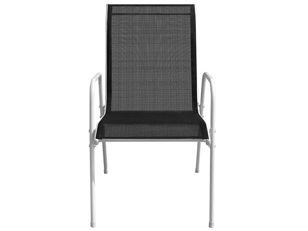 Chaises empilables de jardin 2 pcs Acier et textilène Noir