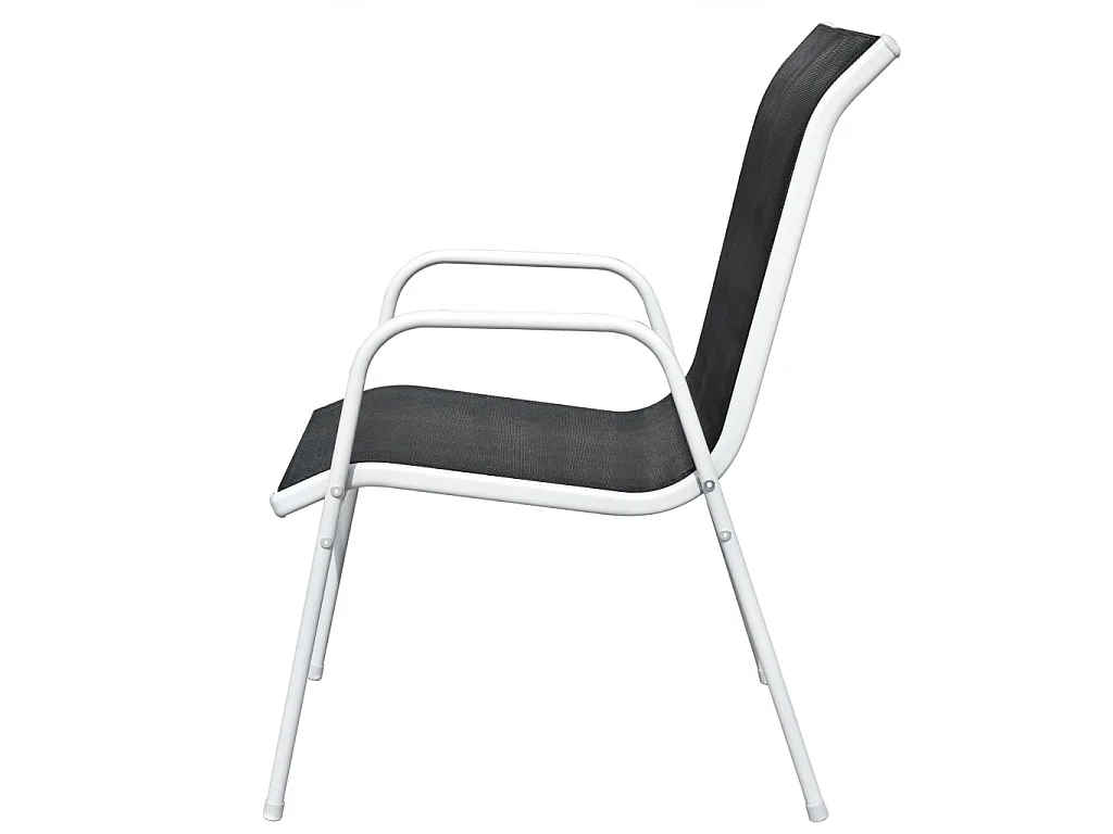 Chaises empilables de jardin 2 pcs Acier et textilène Noir