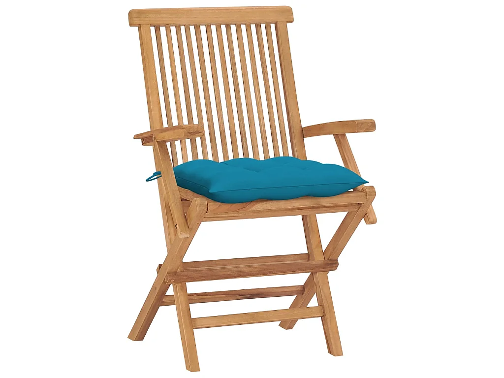 Chaises de jardin avec coussins bleu clair 4 pcs Teck massif 2