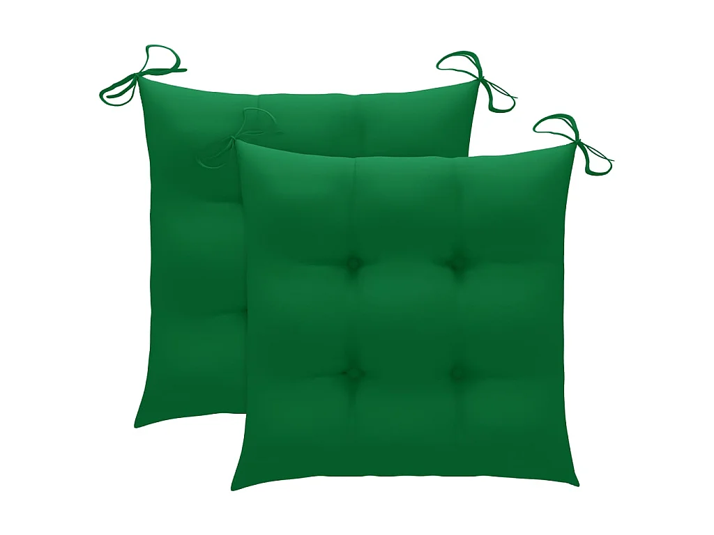 Chaises de jardin avec coussins vert 2 pcs Bois de teck massif