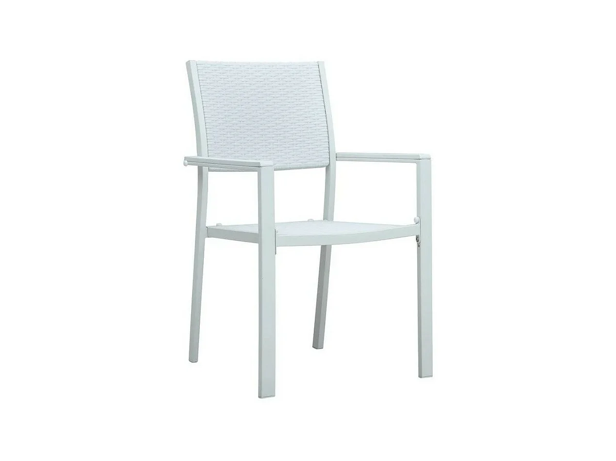 Chaise de jardin plastique et métal blanc Dihar - Lot de 4