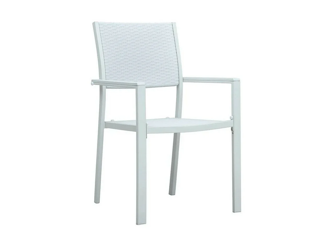 Chaise de jardin plastique et métal blanc Dihar - Lot de 4