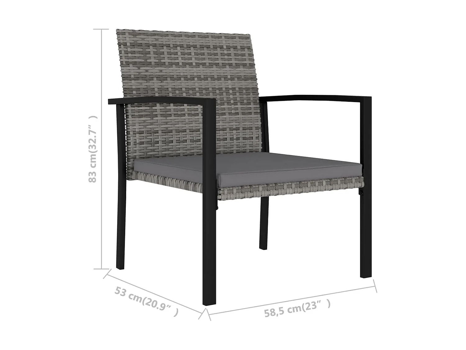 Sillas de comedor de jardín 2 unidades ratán sintético gris
