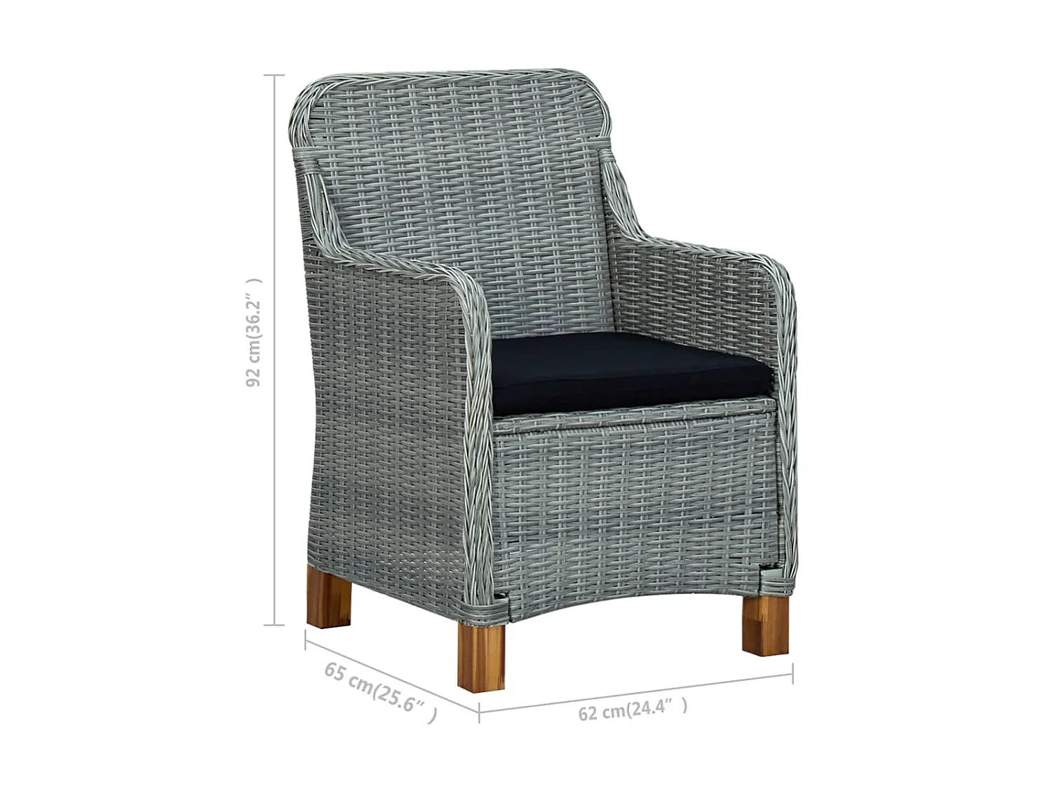 Chaises de jardin avec coussins 2 pcs Résine tressée Gris clair 2