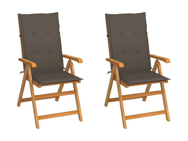 Chaises de jardin 2 pcs avec coussins taupe Bois de teck massif 7