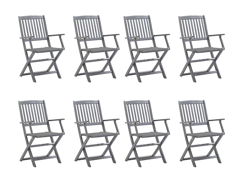 Chaises pliables d'extérieur 8 pcs avec coussins Bois d'acacia 2