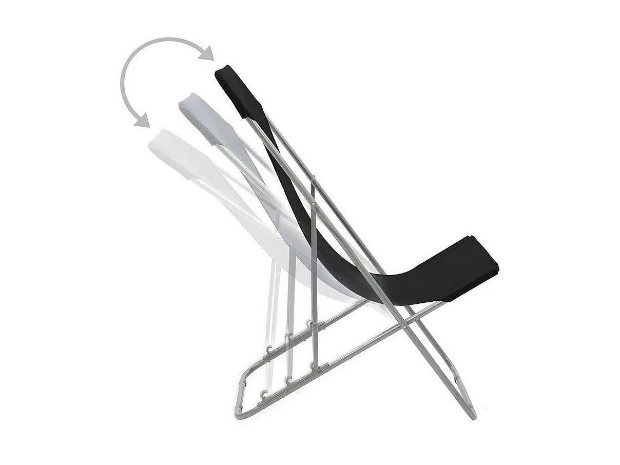 Chaise de jardin pliante tissu noir et métal Ecio - Lot de 2