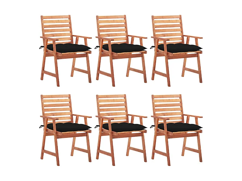 Chaises à dîner d'extérieur 6 pcs avec coussins Acacia massif 11