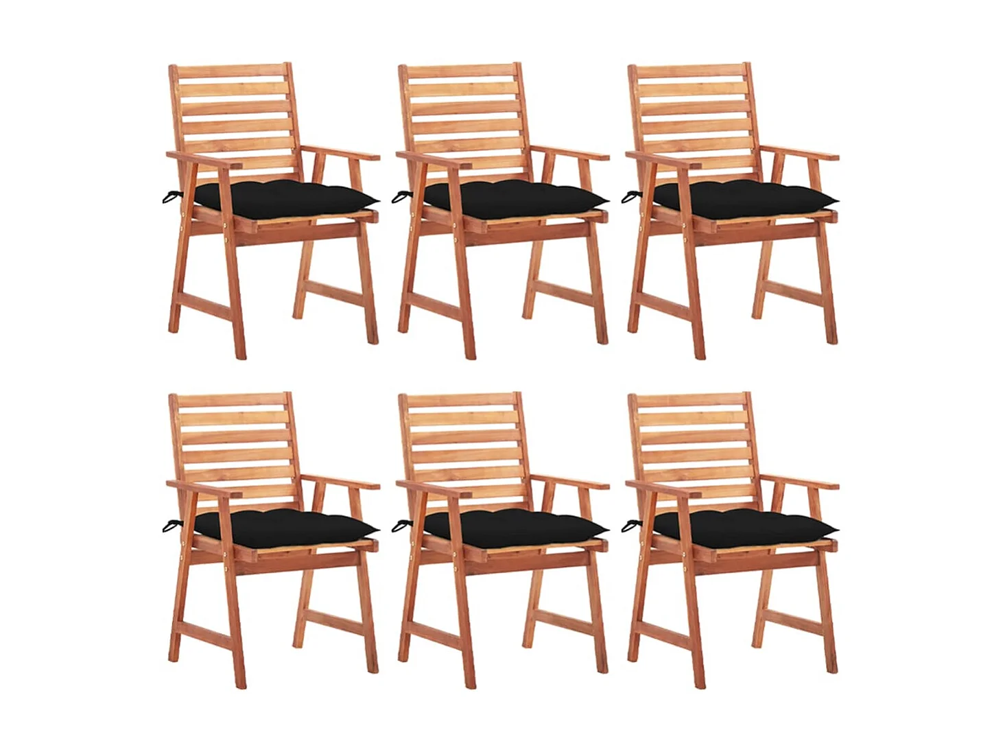 Chaises à dîner d'extérieur 6 pcs avec coussins Acacia massif 11