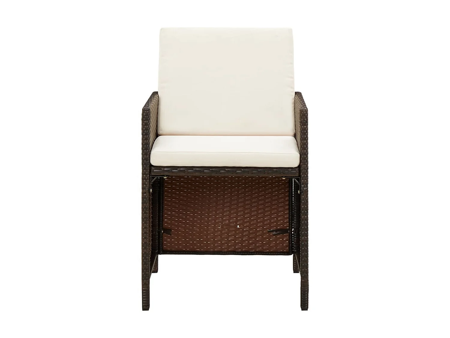 Chaises de jardin avec coussins 4 pcs Résine tressée Marron