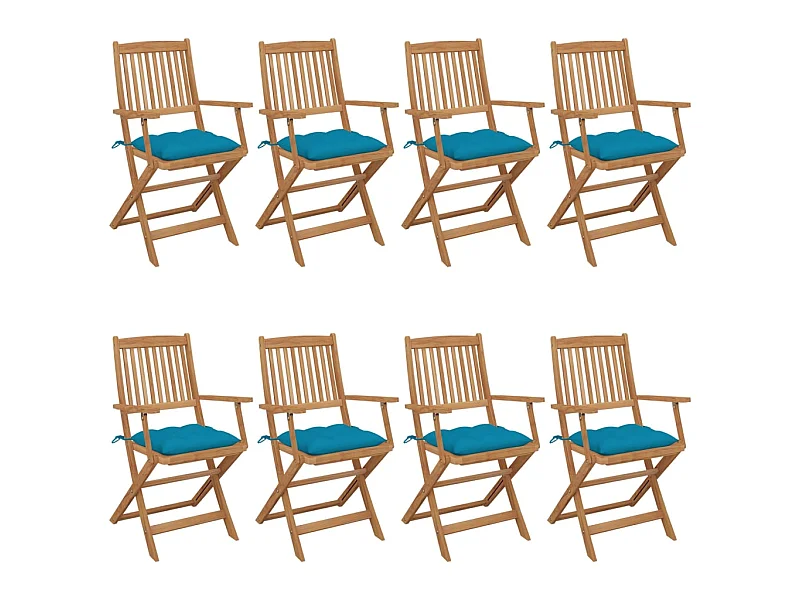 Chaises pliables de jardin 8 pcs avec coussins Bois d'acacia 12