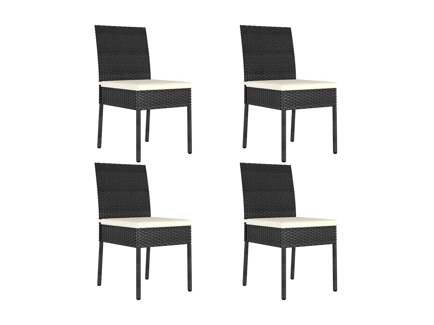 Chaises de salle à manger de jardin 4 pcs Résine tressée Noir 3