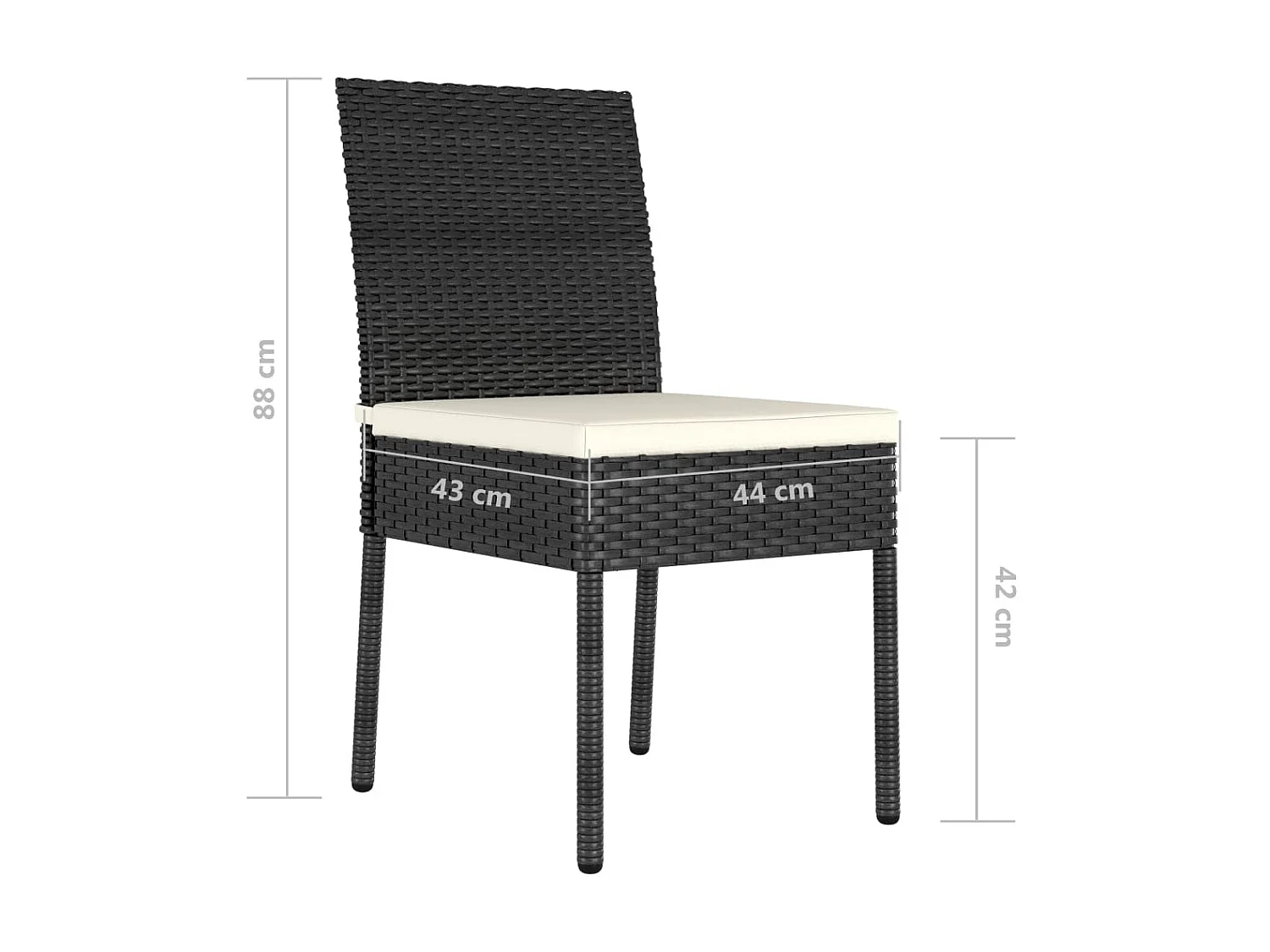 Chaises de salle à manger de jardin 4 pcs Résine tressée Noir 3
