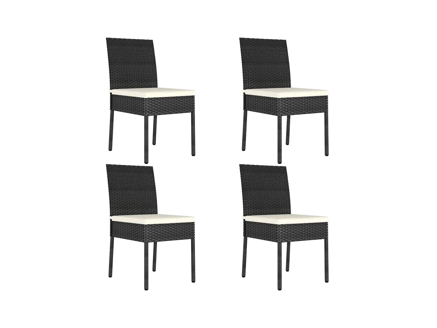 Chaises de salle à manger de jardin 4 pcs Résine tressée Noir 3