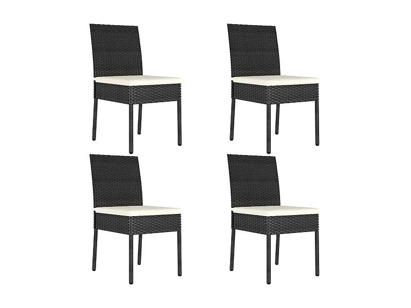 Chaises de salle à manger de jardin 4 pcs Résine tressée Noir 3