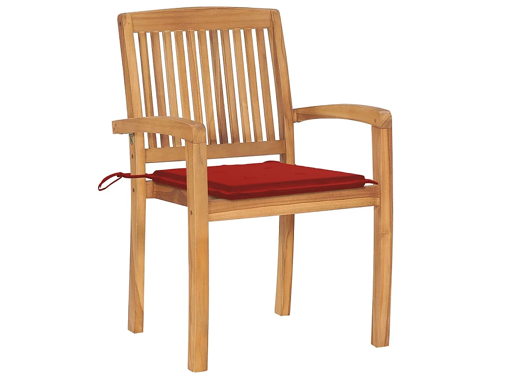 Chaises de jardin 2 pcs avec coussins rouge Bois de teck massif 13