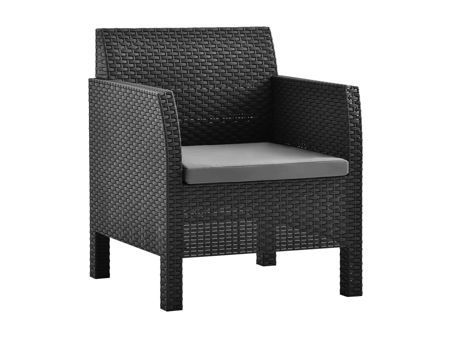 Chaises de jardin avec coussins 2 pcs PP Anthracite