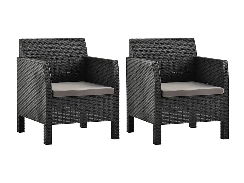 Chaises de jardin avec coussins 2 pcs PP Anthracite