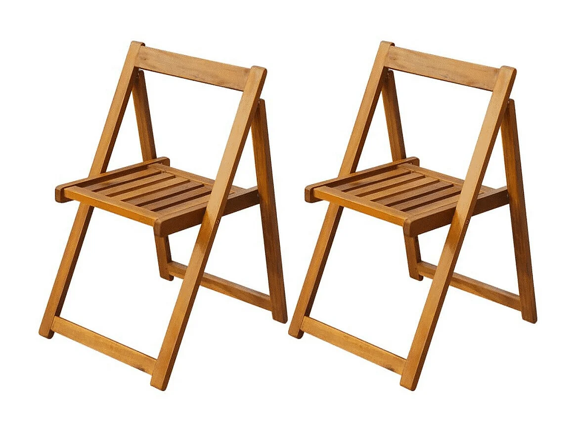 Chaise de jardin pliante acacia massif clair Lilis - Lot de 2 2