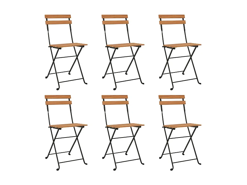 Chaises de bistrot pliantes 6 pcs Bois de teck solide et acier