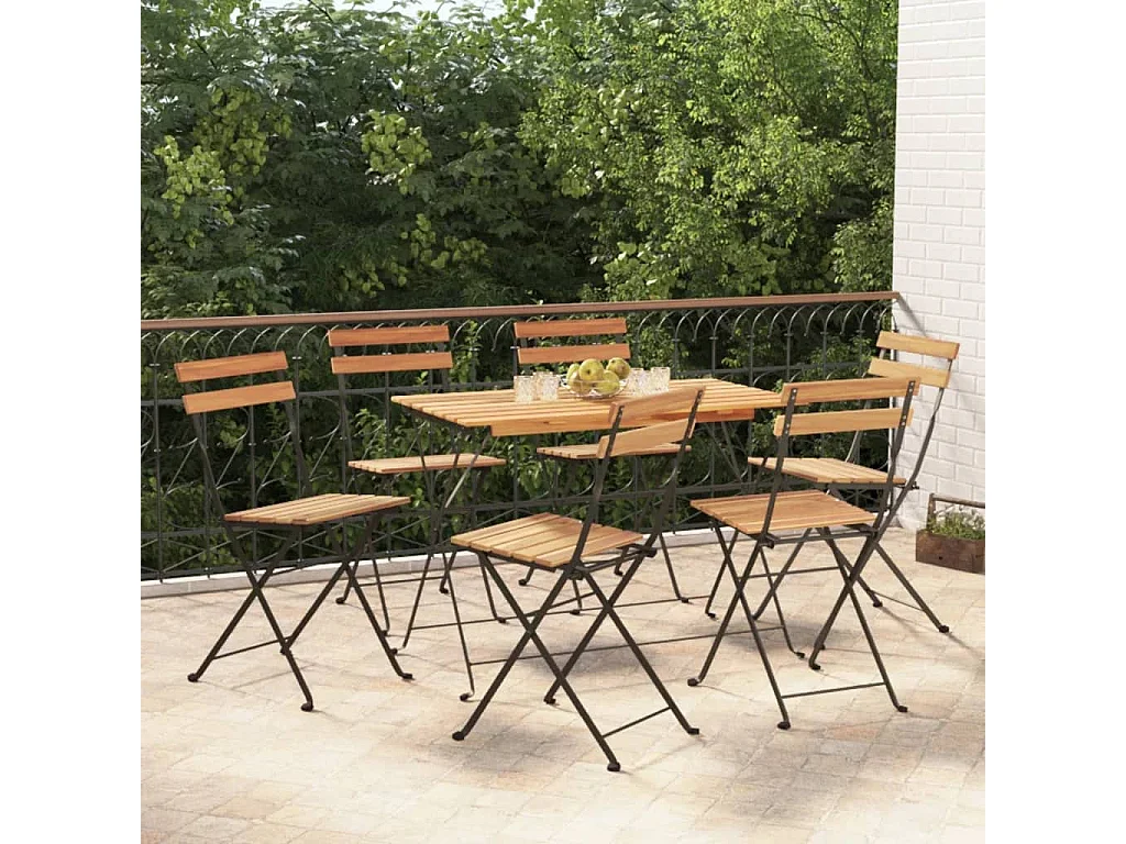 Chaises de bistrot pliantes 6 pcs Bois de teck solide et acier