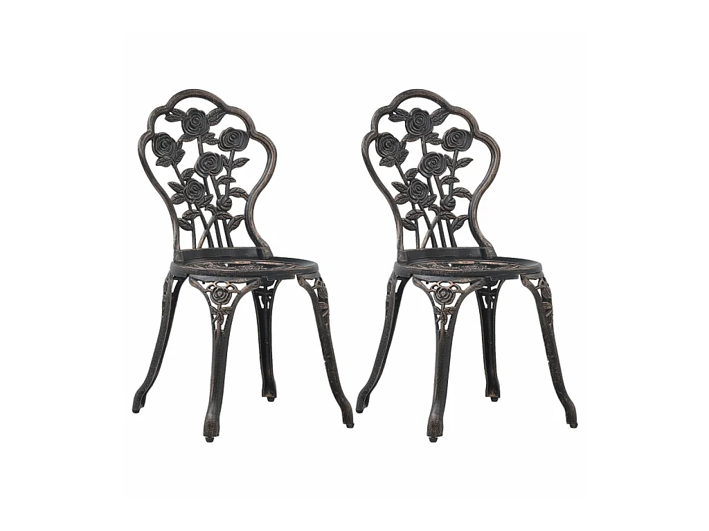 Chaises de bistro 2 pcs Bronze Aluminium coulé