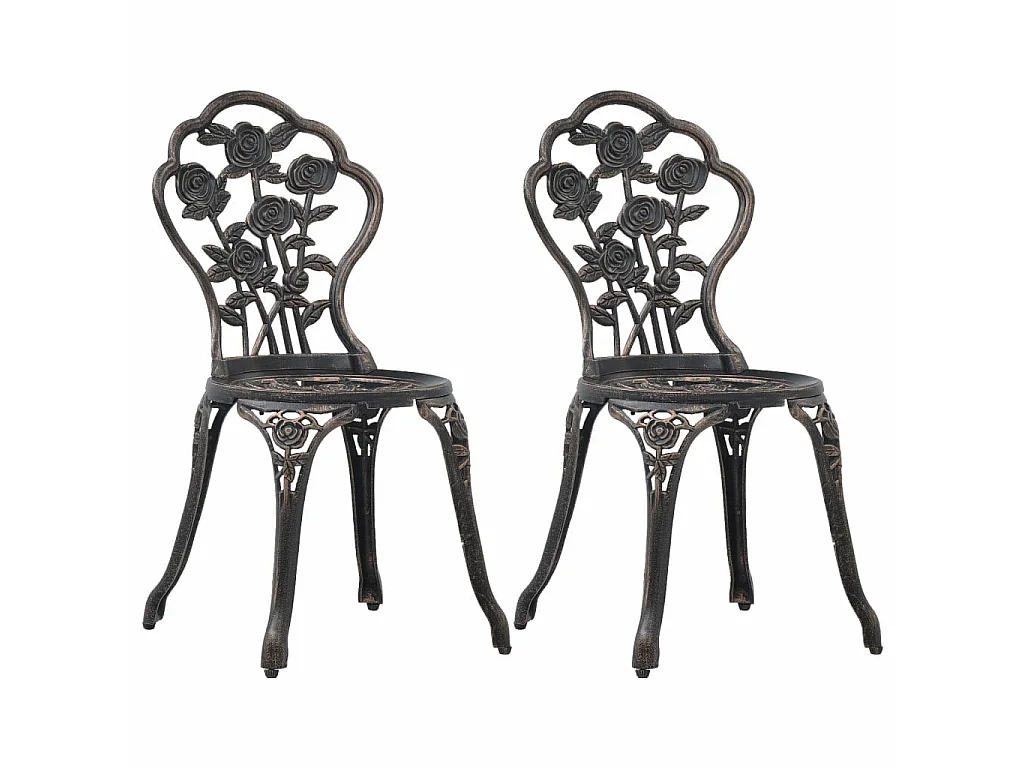 Chaises de bistro 2 pcs Bronze Aluminium coulé