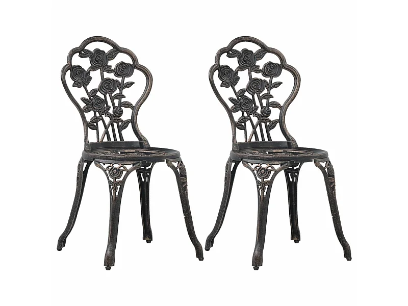 Chaises de bistro 2 pcs Bronze Aluminium coulé