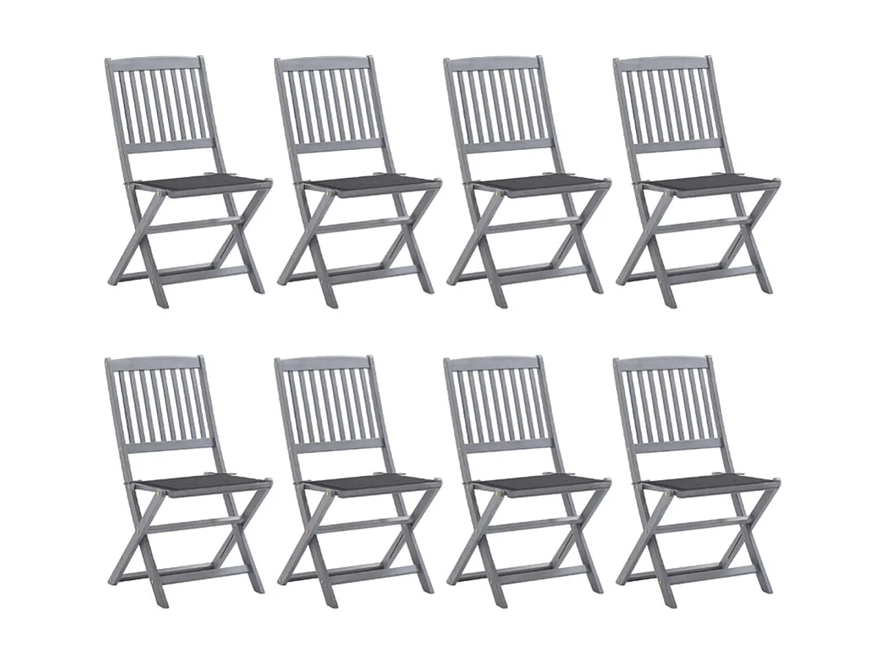Chaises pliables d'extérieur 8 pcs avec coussins Bois d'acacia 37
