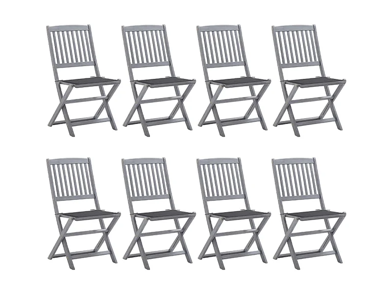 Chaises pliables d'extérieur 8 pcs avec coussins Bois d'acacia 37