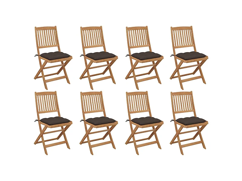 Chaises pliables d'extérieur avec coussins 8 pcs Bois d'acacia 50