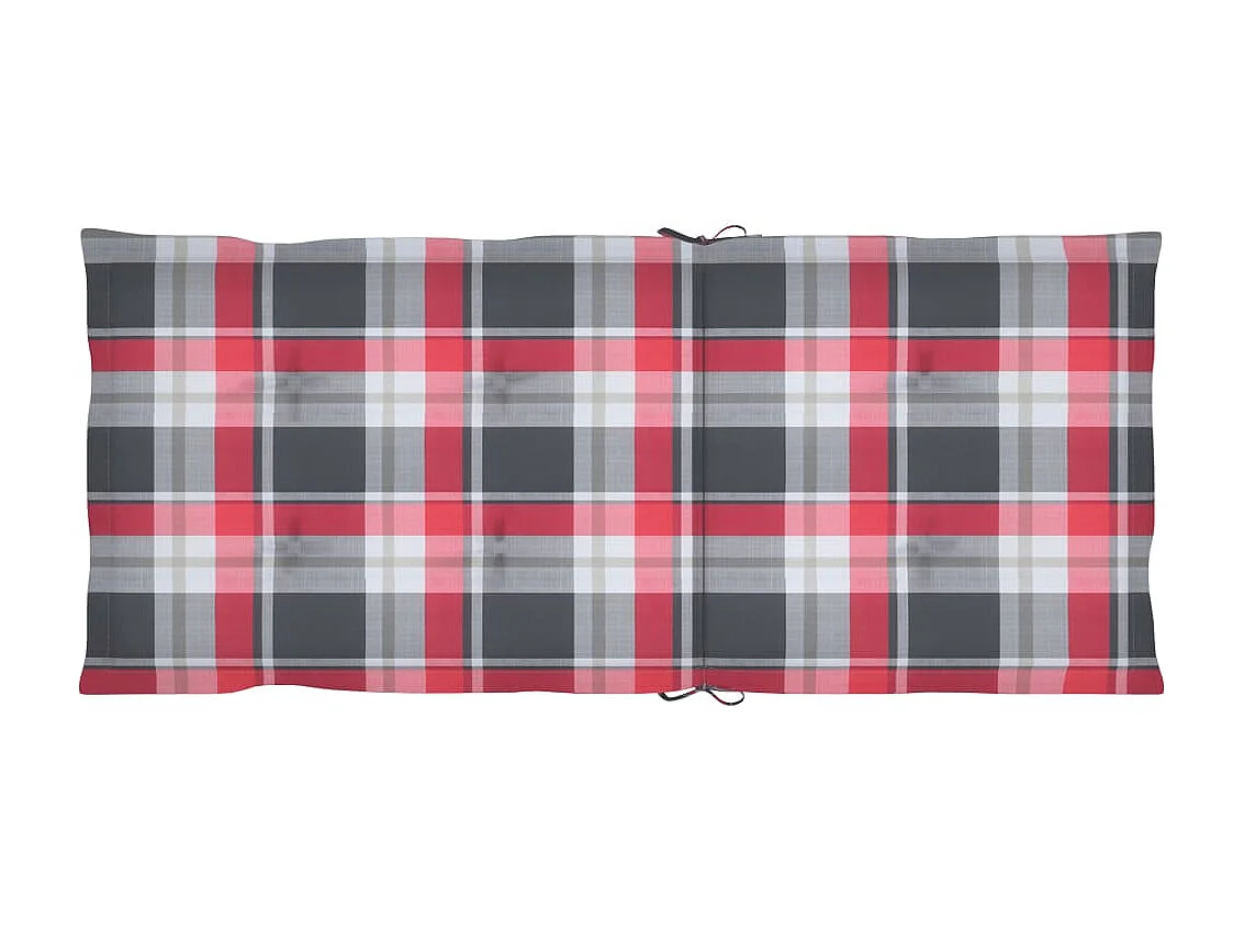 Chaises de jardin 4 pcs avec coussins à carreaux rouge Teck 2