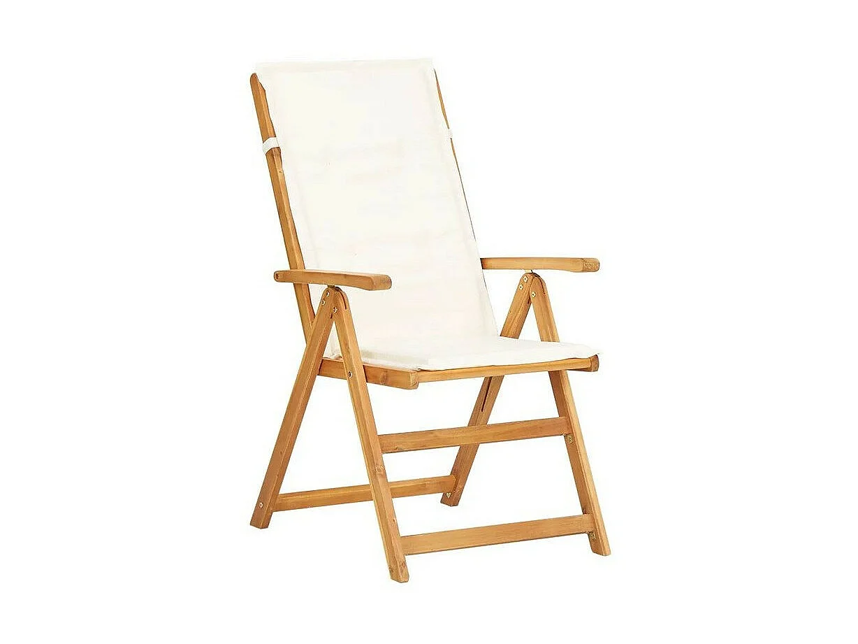 Chaise pliable tissu blanc et acacia massif Tulak - Lot de 2