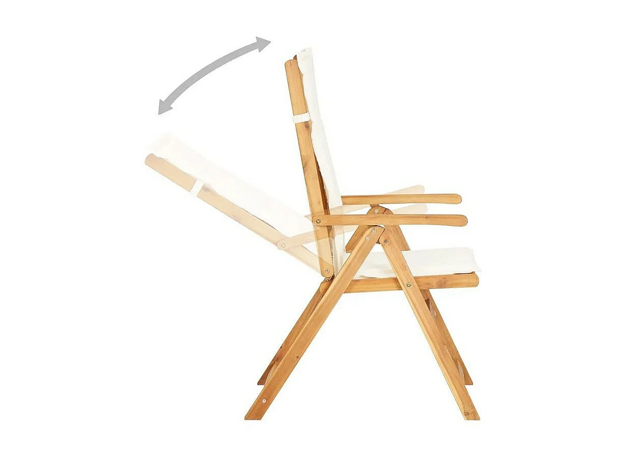 Chaise pliable tissu blanc et acacia massif Tulak - Lot de 2