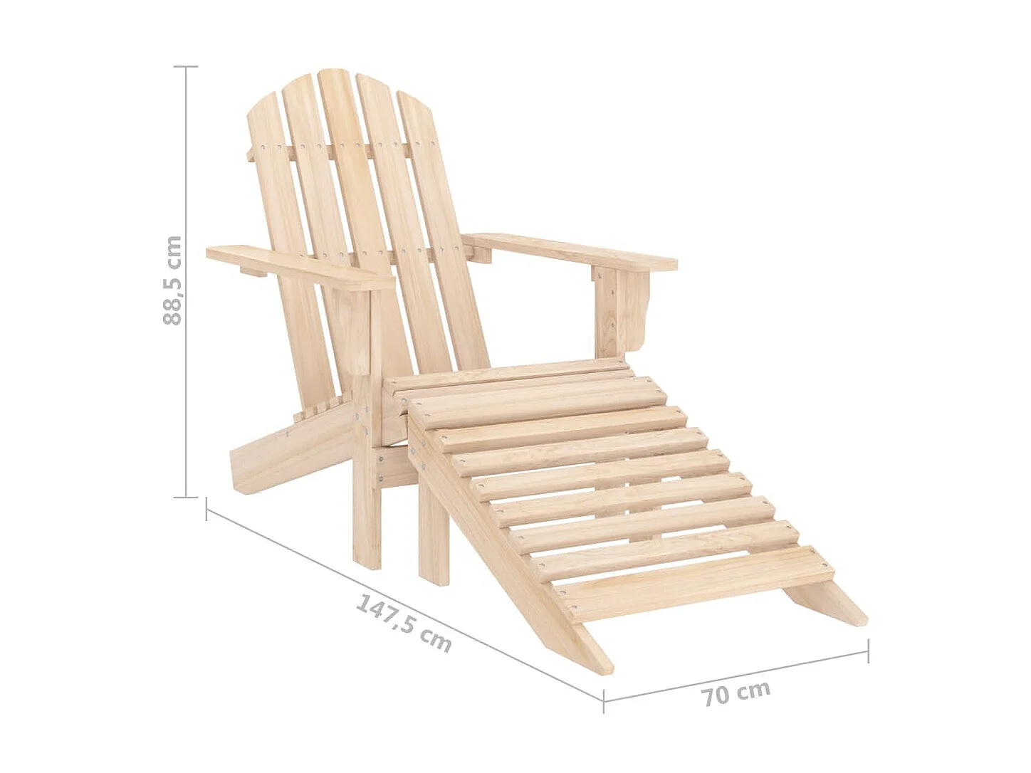 Chaise de jardin Adirondack avec pouf Bois de sapin solide