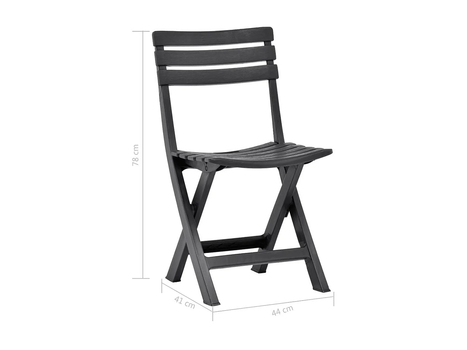 Chaises de jardin pliables 2 pcs Plastique Anthracite