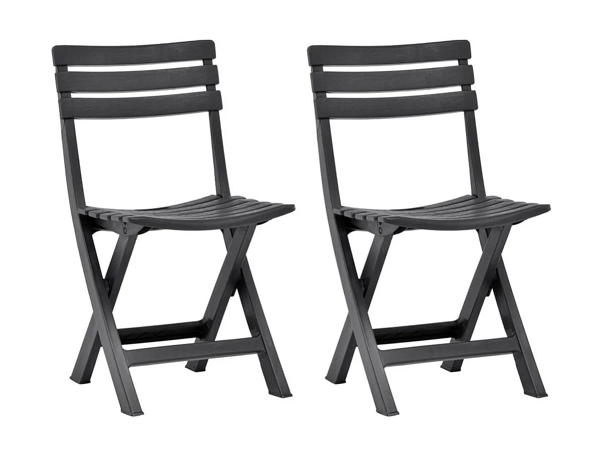 Chaises de jardin pliables 2 pcs Plastique Anthracite