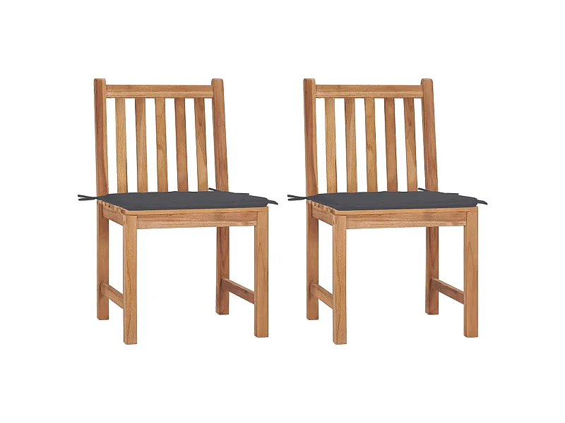 Chaises de jardin 2 pcs avec coussins Bois de teck massif 2