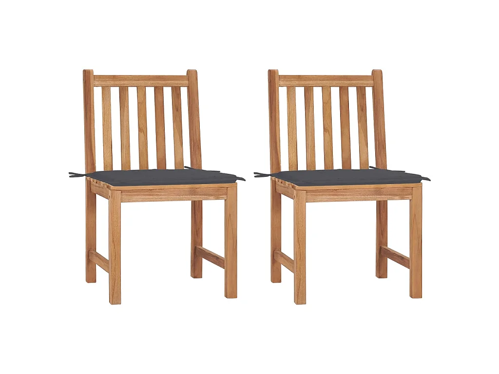 Chaises de jardin 2 pcs avec coussins Bois de teck massif 2