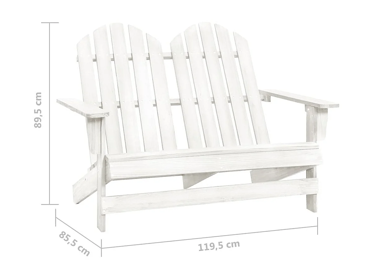 Chaise de jardin Adirondack 2 places Bois de sapin massif Blanc