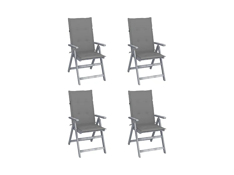 Chaises inclinables de jardin 4 pcs avec coussins Bois d'acacia 56