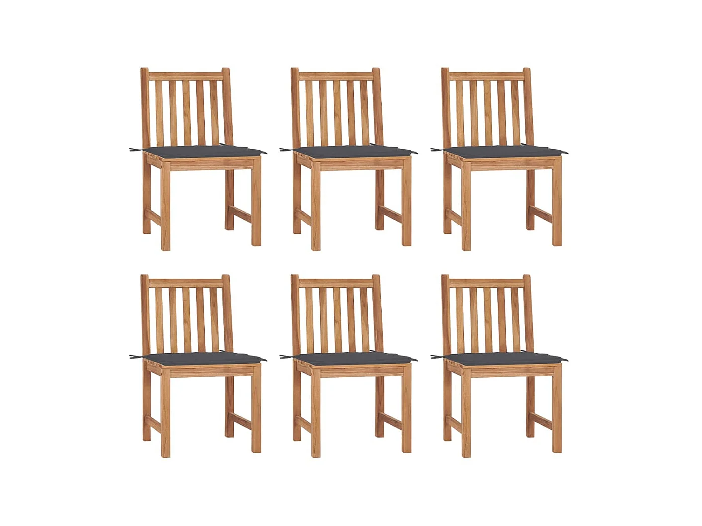 Chaises de jardin 6 pcs avec coussins Bois de teck massif 4