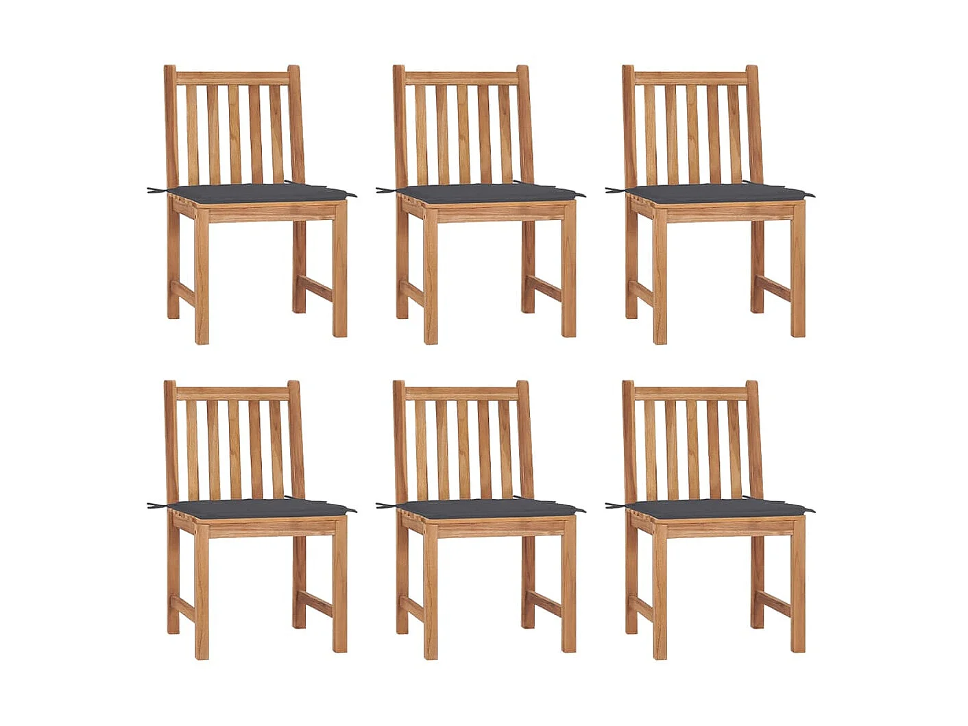 Chaises de jardin 6 pcs avec coussins Bois de teck massif 4