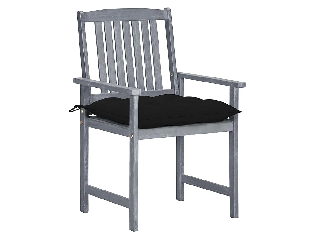 Chaises de jardin avec coussins 8 pcs Bois d'acacia solide Gris 26