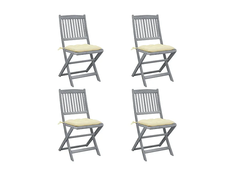 Chaises pliables d'extérieur 4 pcs avec coussins Bois d'acacia 41