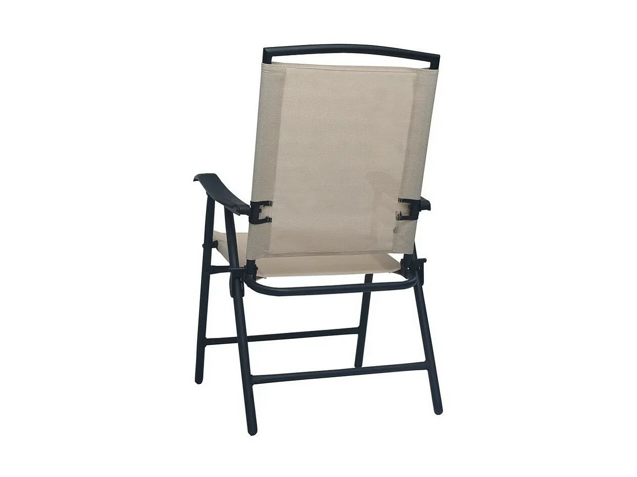 Chaise de jardin textilène crème et métal noir Ariz - Lot de 2