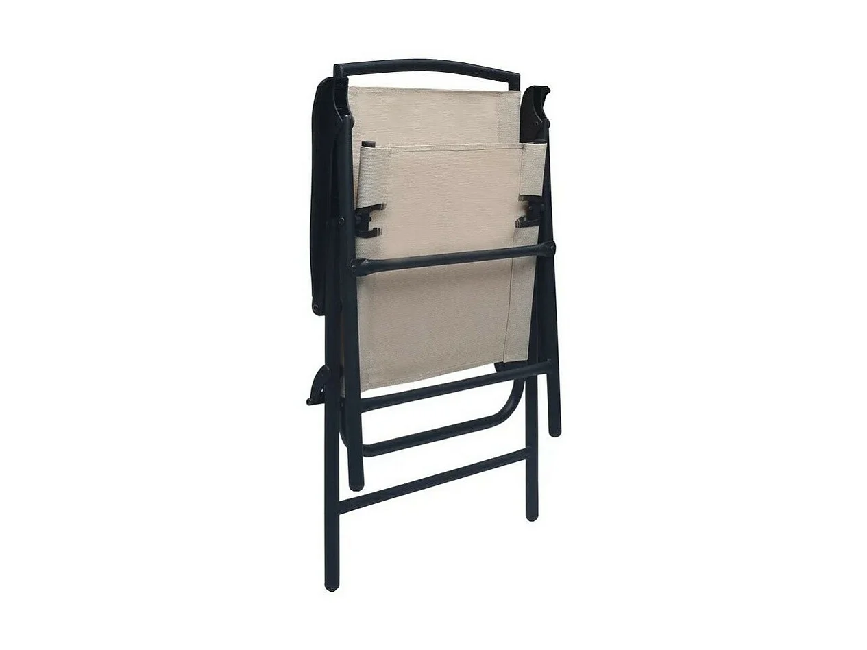 Chaise de jardin textilène crème et métal noir Ariz - Lot de 2