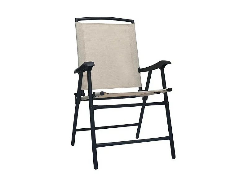 Chaise de jardin textilène crème et métal noir Ariz - Lot de 2